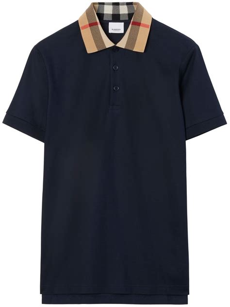 burberry check collar polo mens|BURBERRY Checked Cotton.